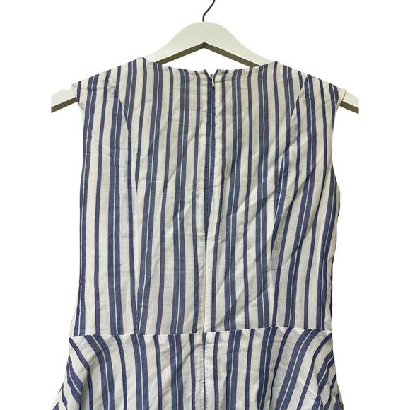 Calvin Klein Size 0 Blue White Striped Fit Flare Knee Dress Picnic Cottagecore - Picture 6 of 14